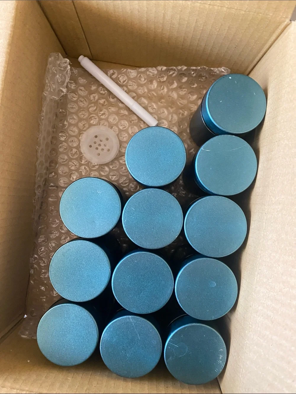 🌼 Never Used Teal Blue Glass Spice Jars with Window (Set) of 12